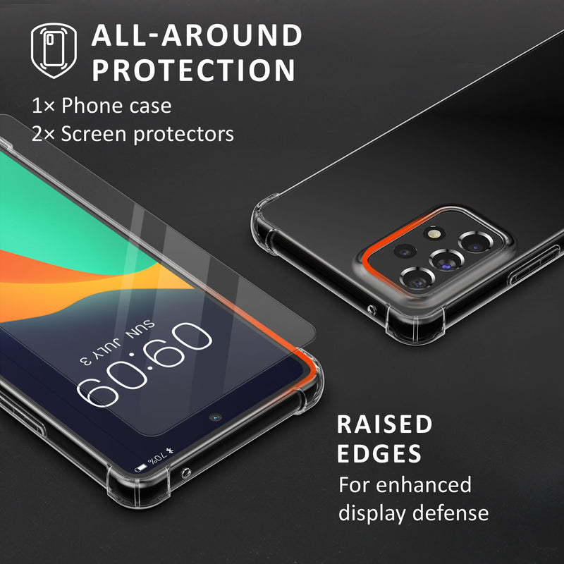 kalibri Case Compatible with Samsung Galaxy A53 5G - Phone Cover with 2x Glass Screen Protectors - Back Cover