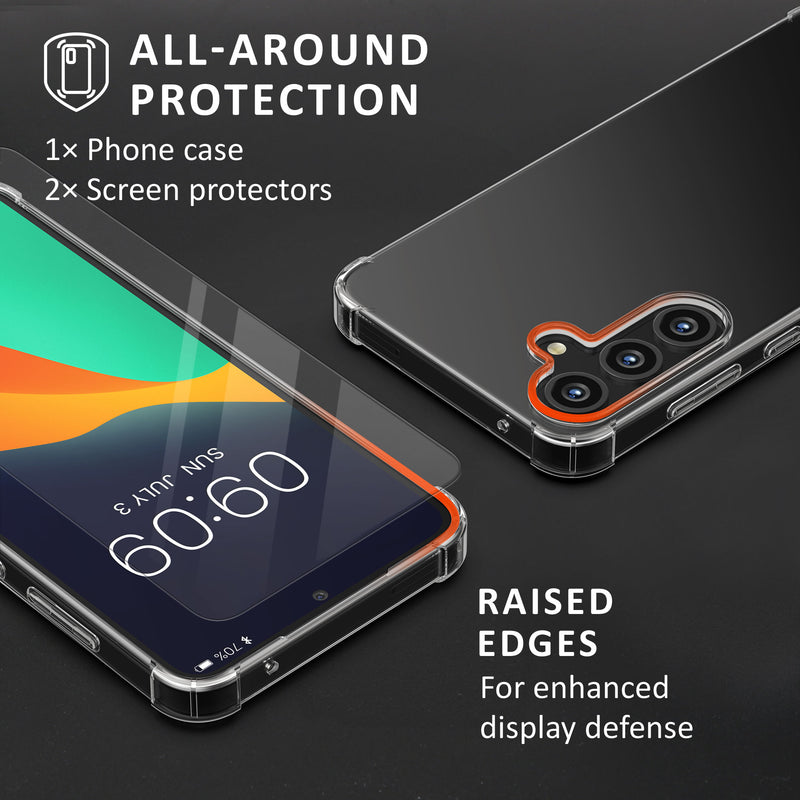 kalibri Case compatible with Samsung Galaxy A54 5G - Phone Cover with 2x Glass Screen Protectors - Cover Phone Case