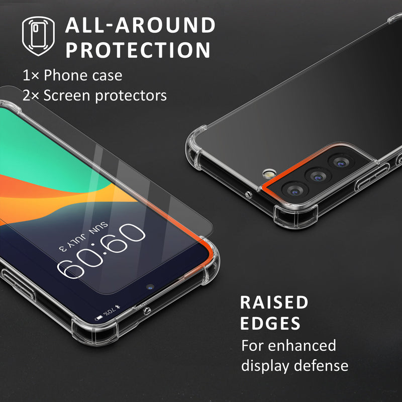kalibri Case compatible with Samsung Galaxy S22 - Phone Cover with 2x Glass Screen Protector - Phone Case