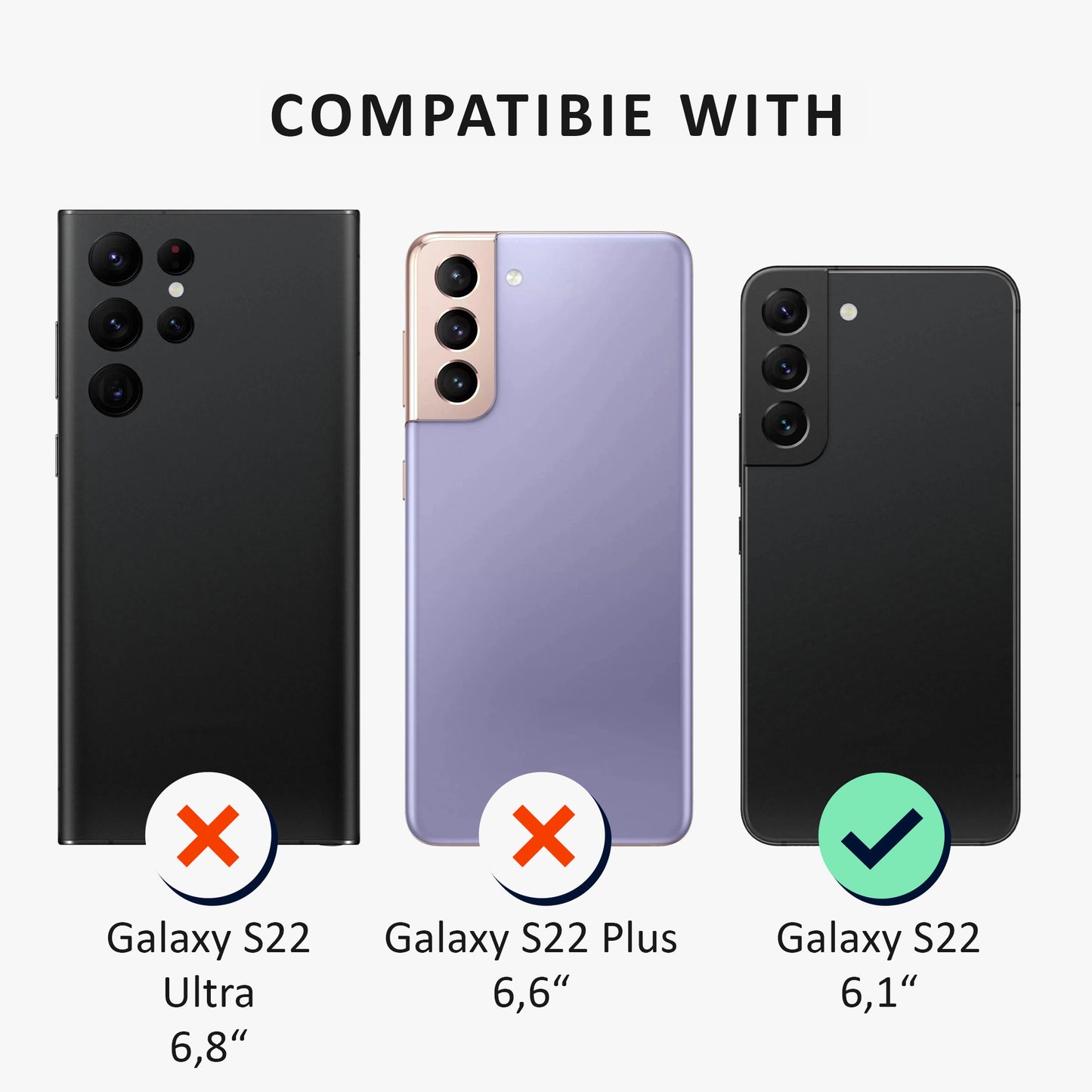 kalibri Case compatible with Samsung Galaxy S22 - Phone Cover with 2x Glass Screen Protector - Phone Case