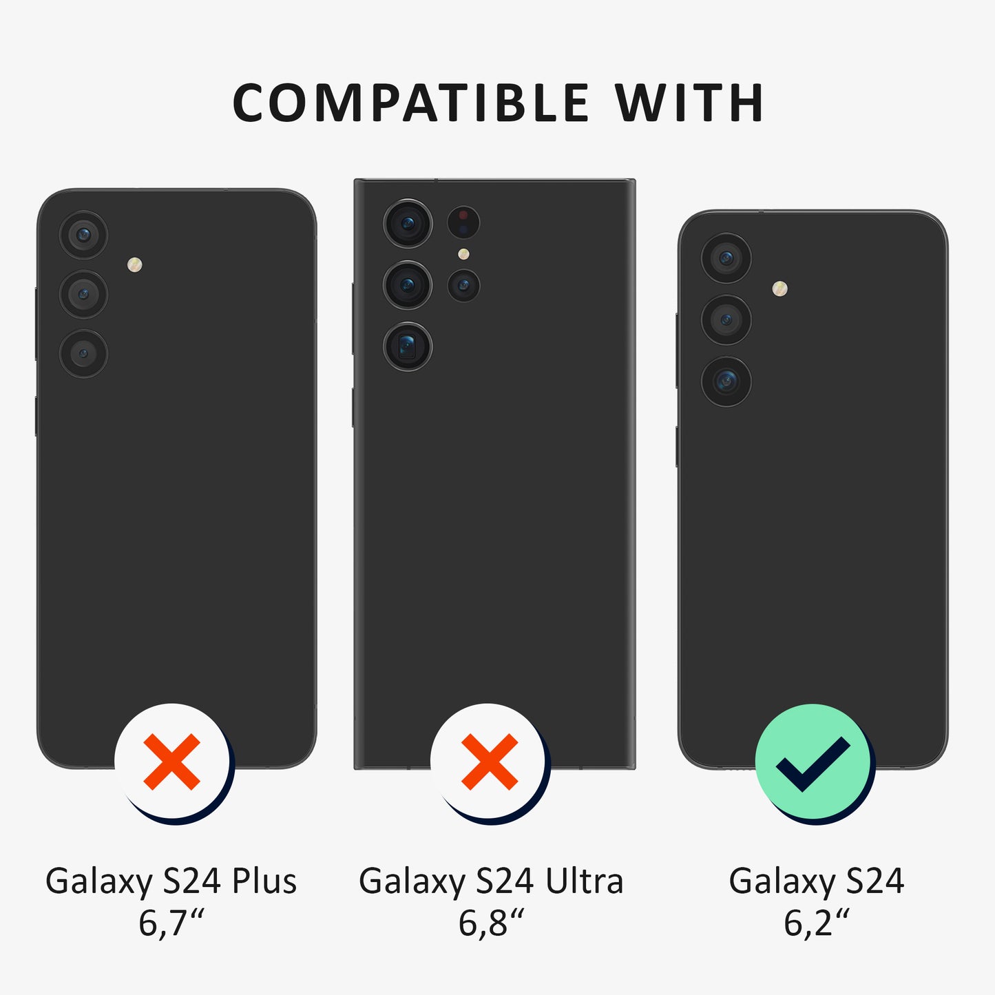 kalibri Case compatible with Samsung Galaxy S24 - Phone Cover with 2x Glass Screen Protectors - Bumper Phone Case