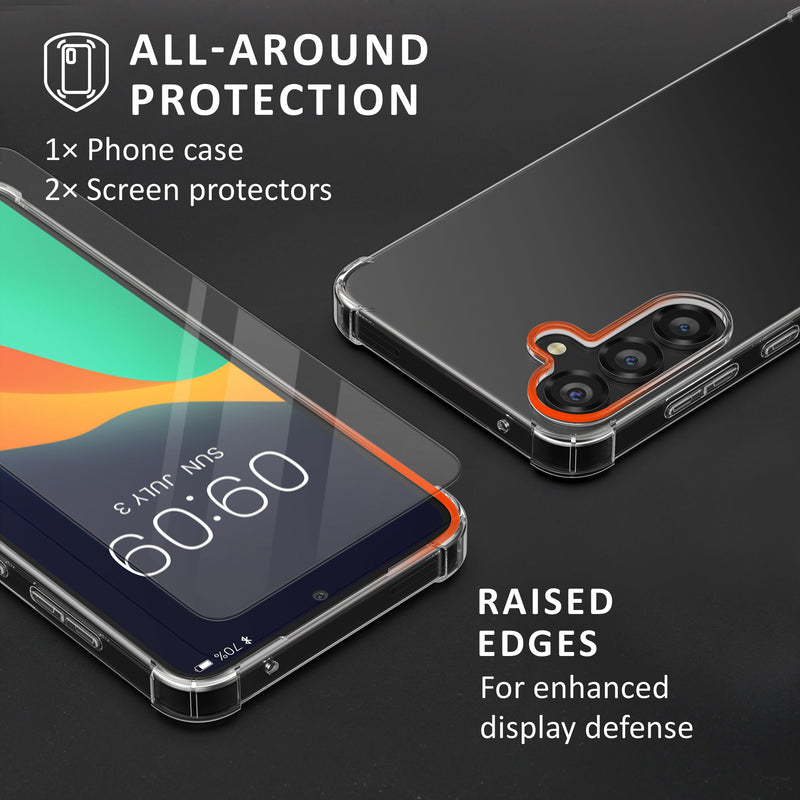 kalibri Case Compatible with Samsung Galaxy S25 - Phone Cover with 2x Glass Screen Protector - Mobile Phone Case