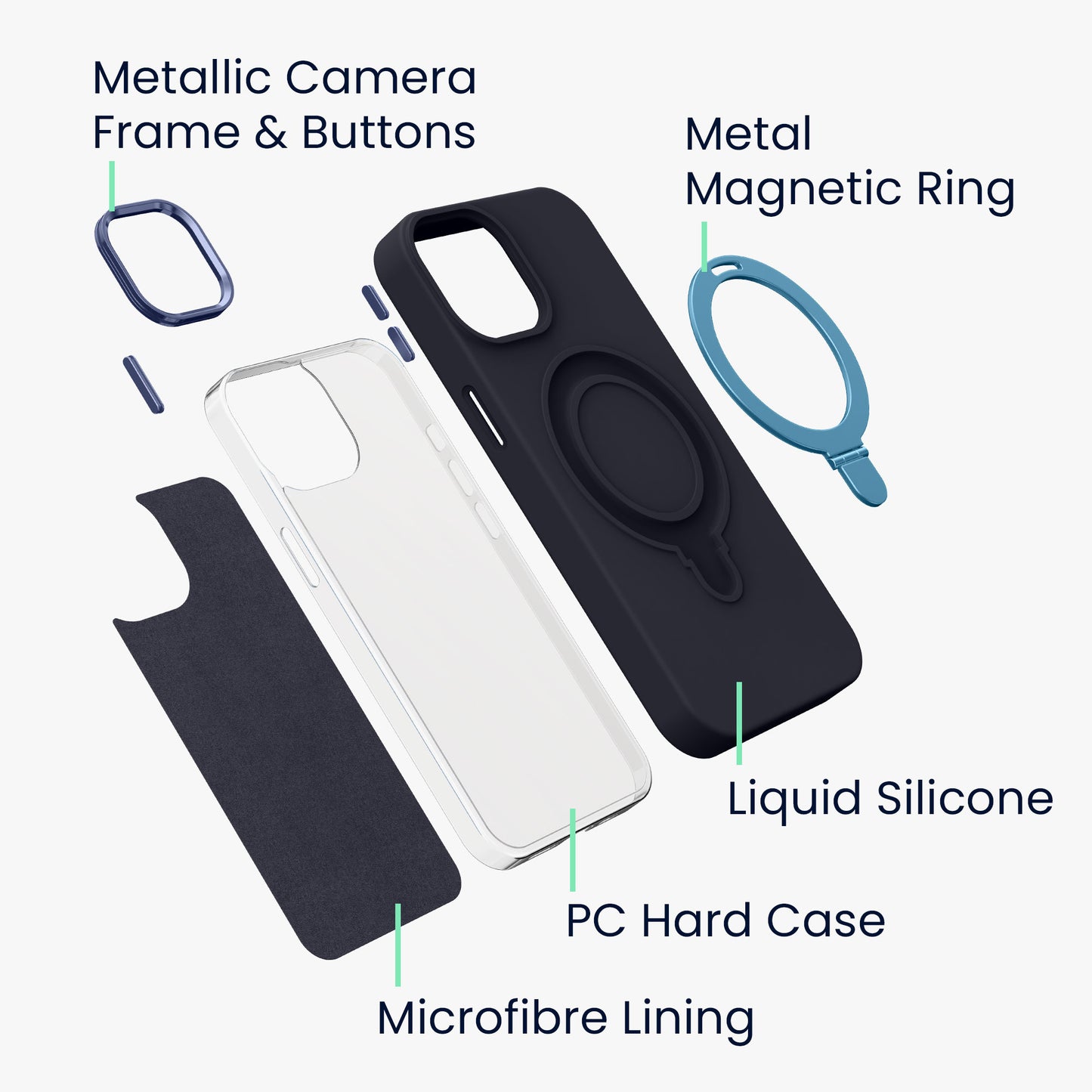 kalibri Case Compatible with Apple iPhone 15 Pro Case - Silicone Case Compatible with MagSafe - Cover with Stand Finger Holder