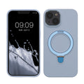 kalibri Hülle kompatibel mit Apple iPhone 13 / iPhone 14 Hülle - Silikon Case kompatibel mit MagSafe - Cover mit Stand Fingerhalter Hellblau Hellblau  