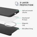 kalibri Case compatible with Apple iPhone 15 Pro Case - Magnetic Silicone Case compatible with MagSafe - Cover with 2x Screen Protectors - Rubberized Phone Case