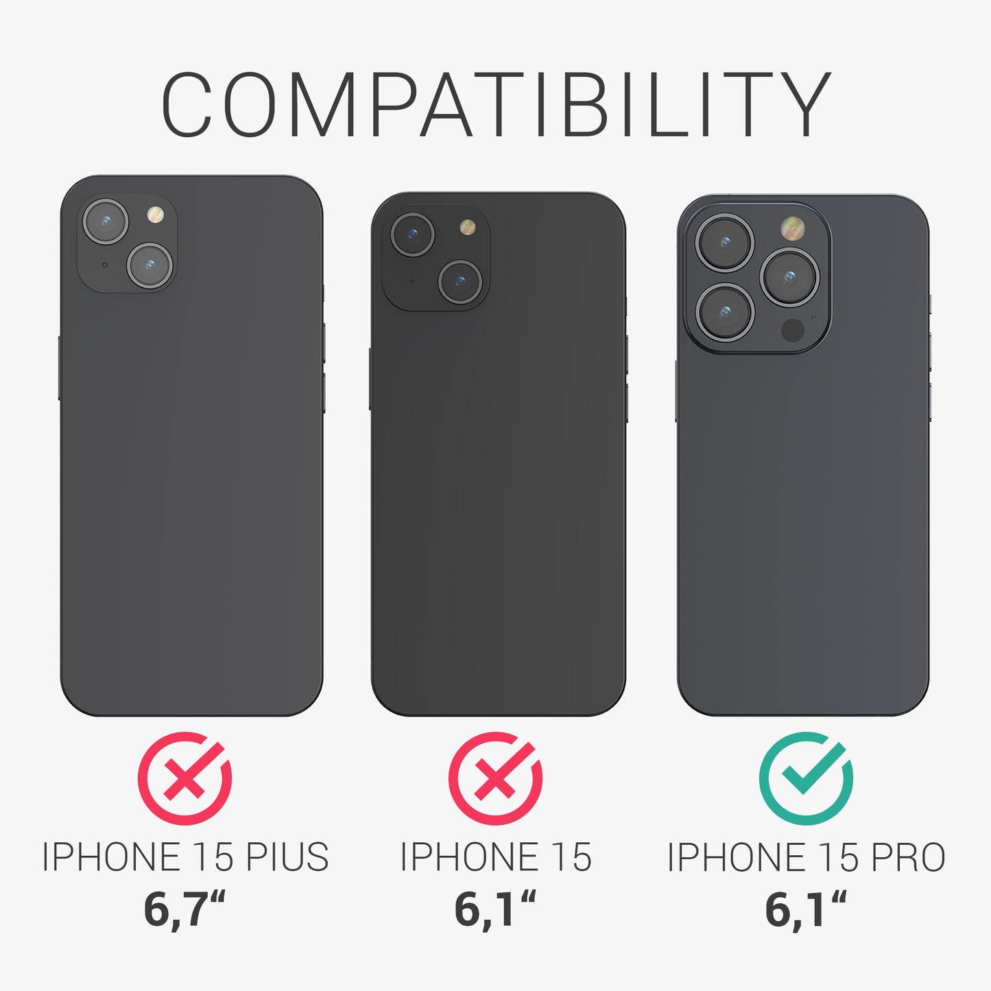 kalibri Protective Case compatible with Apple iPhone 15 Pro Hardcover Phone Cover Case