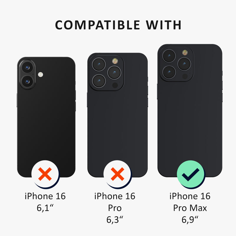 kalibri Case Compatible with Apple iPhone 16 Pro Max - Phone Case with 2x Glass Screen Protector - Cover Phone Case