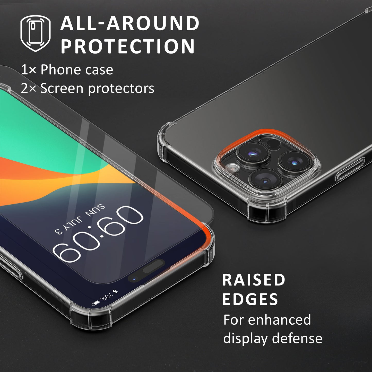 kalibri Case Compatible with Apple iPhone 16 Pro Max - Phone Case with 2x Glass Screen Protector - Cover Phone Case