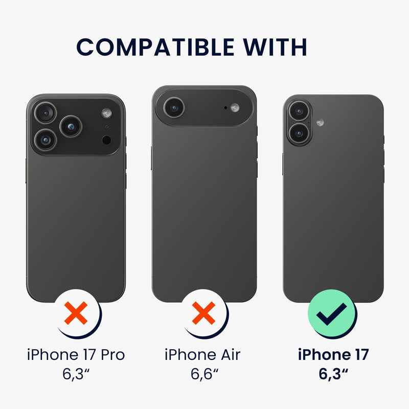 kalibri Case compatible with Apple iPhone 17 - Phone Cover with 2x Glass Screen Protector - Phone Case