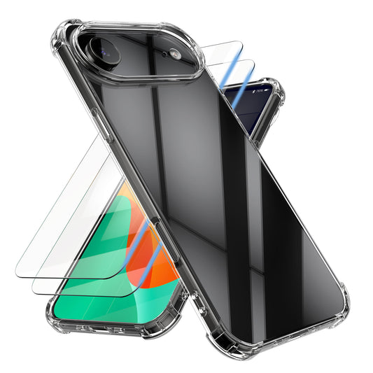 kalibri Case Compatible with Apple iPhone Air Case - Phone Cover with 2x Glass Screen Protector - Mobile Phone Case