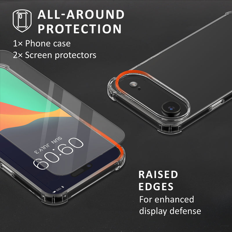 kalibri Case Compatible with Apple iPhone Air Case - Phone Cover with 2x Glass Screen Protector - Mobile Phone Case