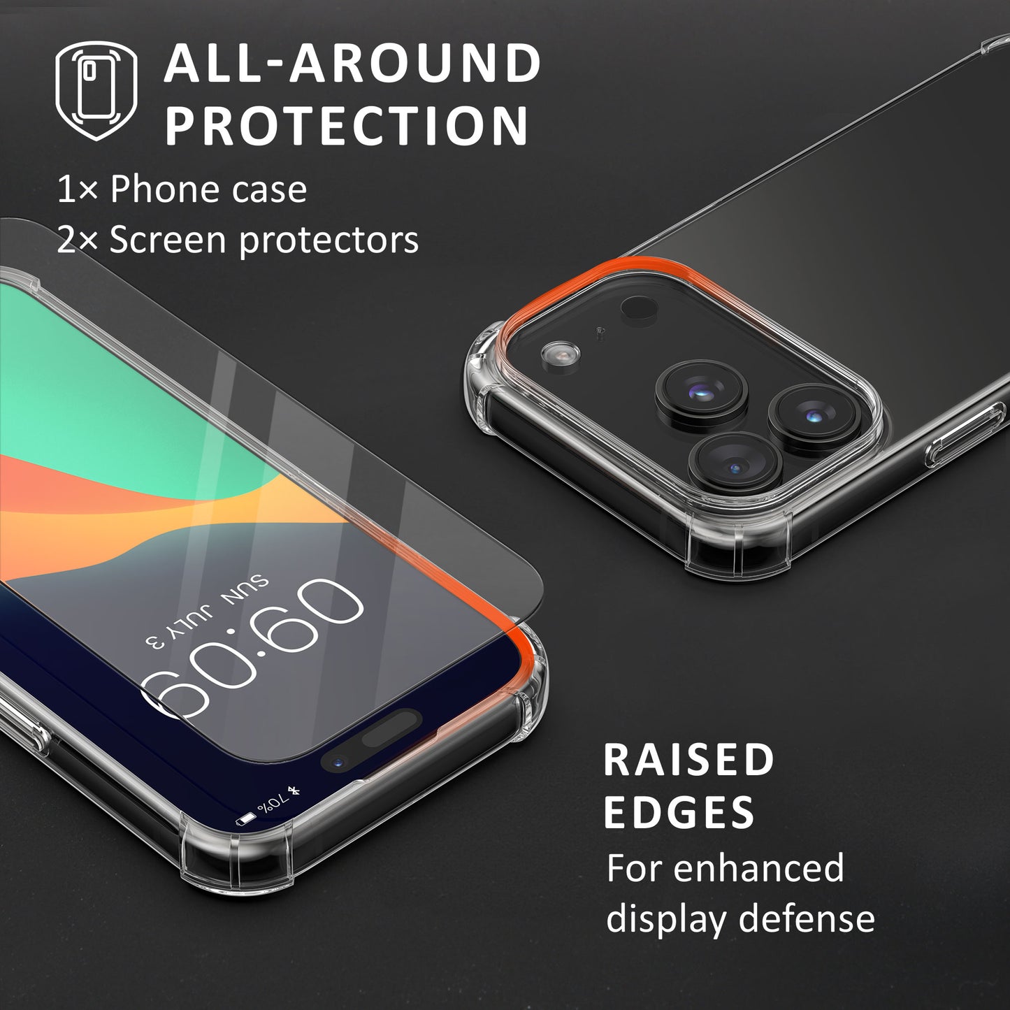 kalibri Case Compatible with Apple iPhone 17 Pro - Phone Cover with 2x Glass Screen Protector - Protective Case