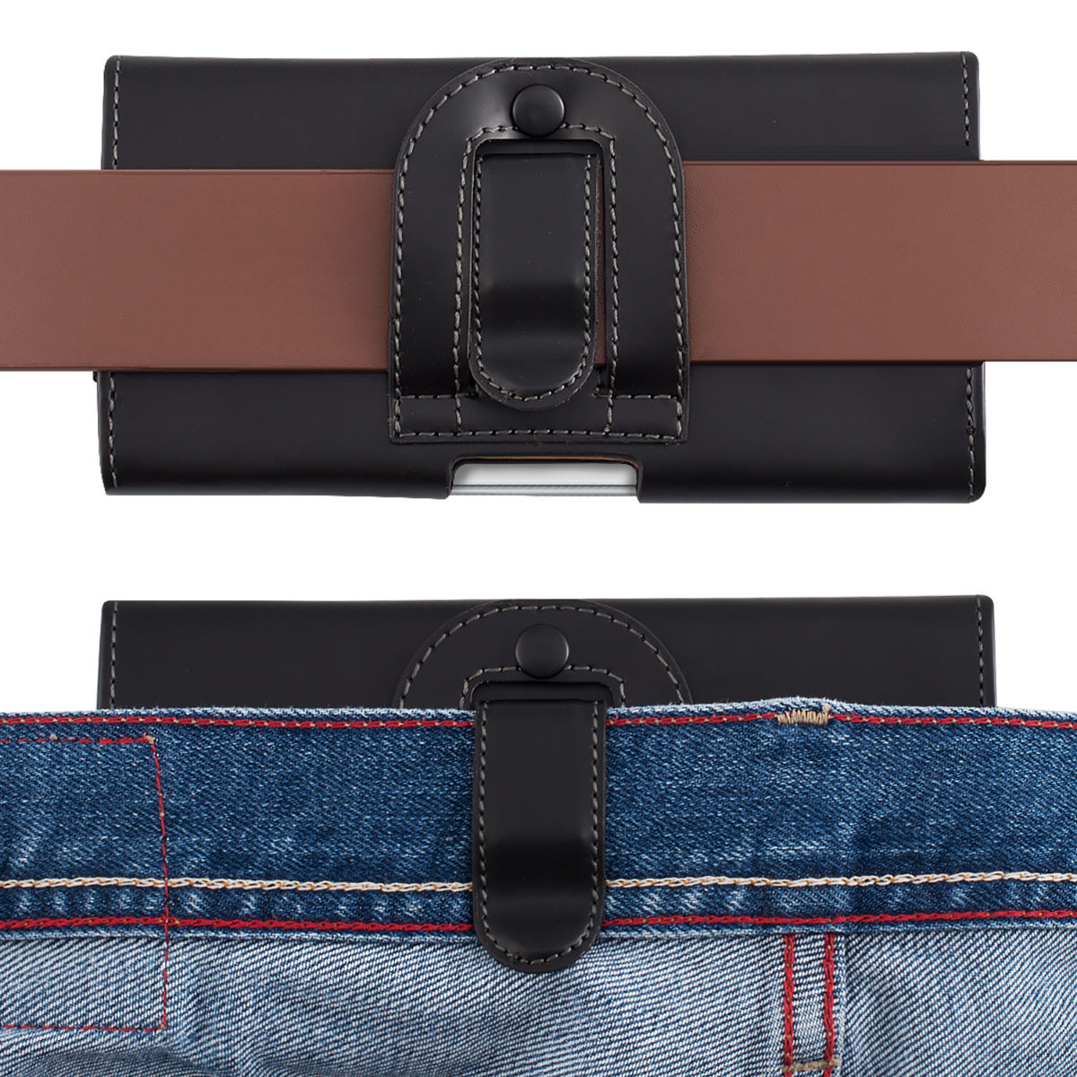 kwmobile Belt Pouch Case for Mobile Phones with Belt Clip - 16.2 x 8.5 cm Belt Case with Belt Loop