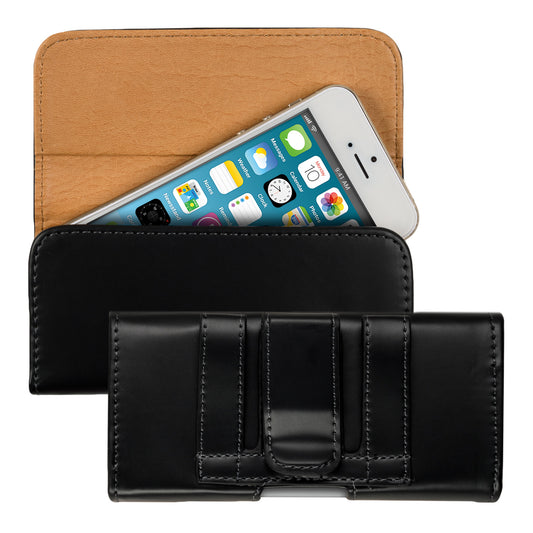 kwmobile Belt Pouch Case for Cell Phones with Belt Clip - 13.2 x 6.5 x 1.3 cm Faux Leather Belt Case with Belt Loop
