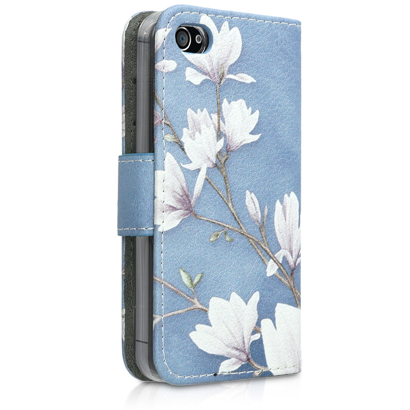 kwmobile Wallet Case compatible with Apple iPhone 4 / 4S - Cover with Stand and Card Slots