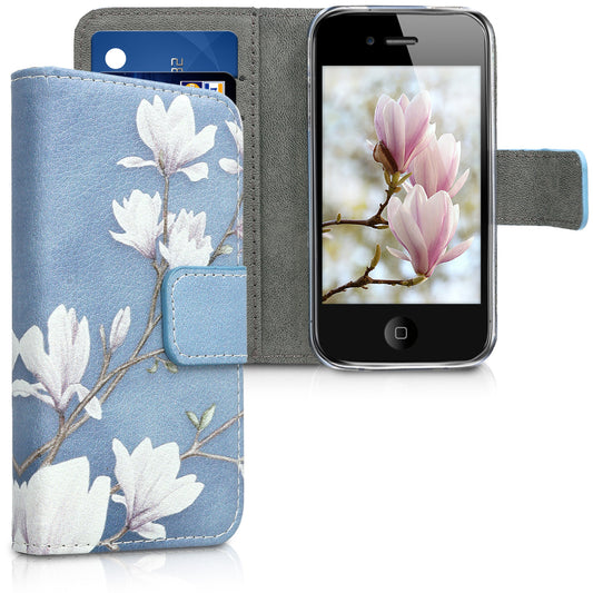 kwmobile Wallet Case compatible with Apple iPhone 4 / 4S - Cover with Stand and Card Slots