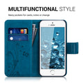 kwmobile Wallet Case Compatible with Apple iPhone SE (1st Gen 2016) / iPhone 5 / iPhone 5S Case - Cover with Stand and Card Slots - Vines Butterfly