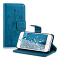 kwmobile Wallet Case Compatible with Apple iPhone SE (1st Gen 2016) / iPhone 5 / iPhone 5S Case - Cover with Stand and Card Slots - Vines Butterfly