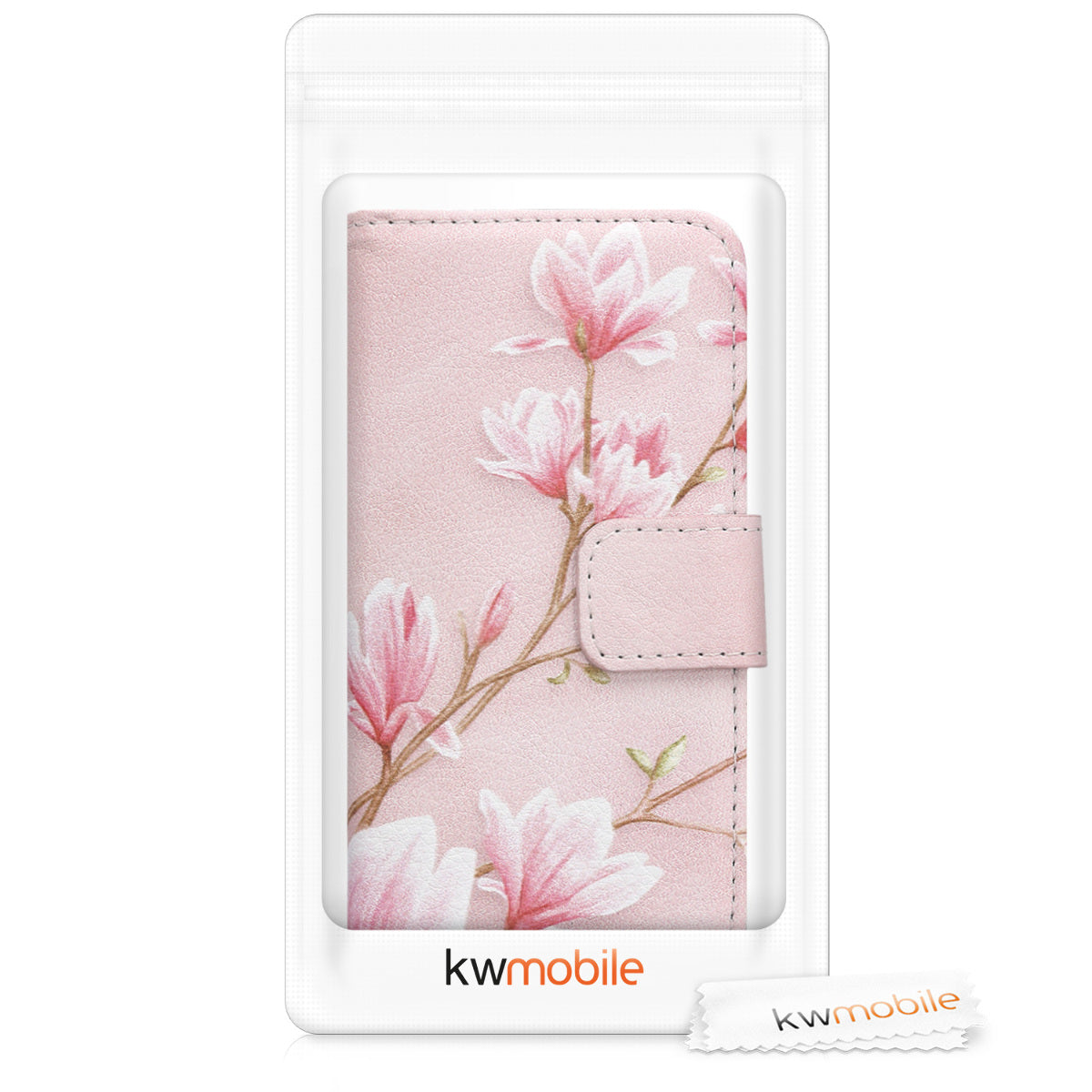 kwmobile Wallet Case Compatible with Apple iPhone SE (1st Gen 2016) / iPhone 5 / iPhone 5S Case - Cover with Stand and Card Slots - Vines Butterfly