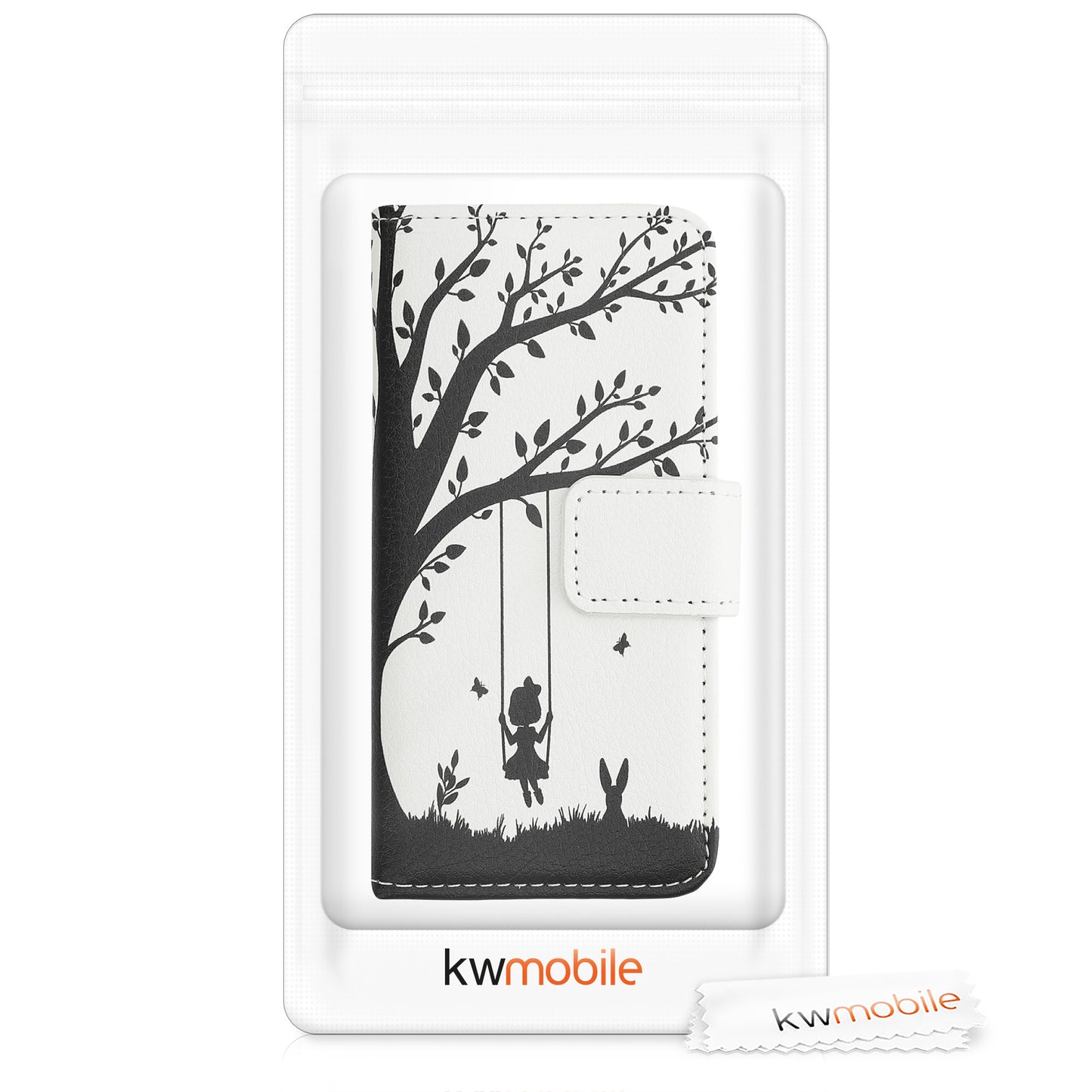 kwmobile Wallet Case Compatible with Apple iPhone SE (1st Gen 2016) / iPhone 5 / iPhone 5S Case - Cover with Stand and Card Slots - Vines Butterfly