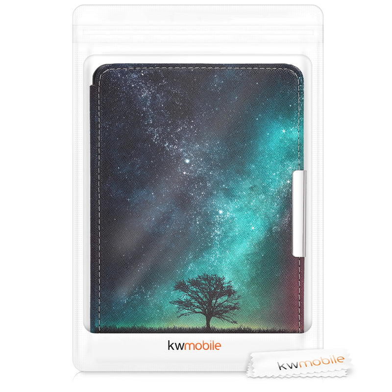 kwmobile Protective Case for Amazon Kindle Paperwhite Cover - eReader Flip Case with Auto Sleep Function - Galaxy Tree Meadow