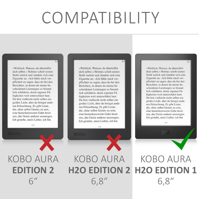 Kobo Aura H2O Edition 1 Faux Leather eReader Flip Case