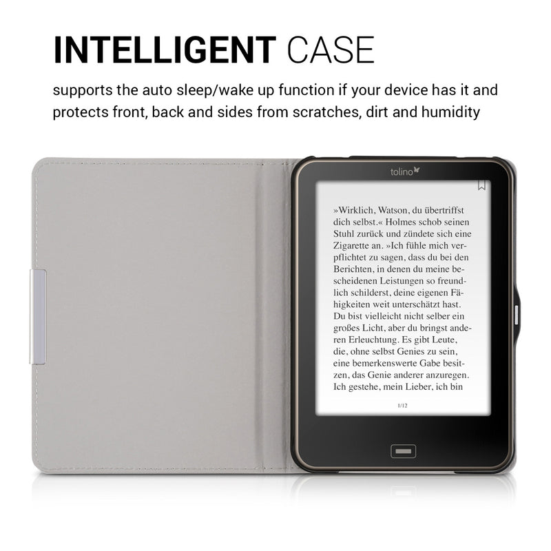 kwmobile Case for Tolino Vision 1 / 2 / 3 / 4 HD - eReader Flip Case with Auto Sleep Function
