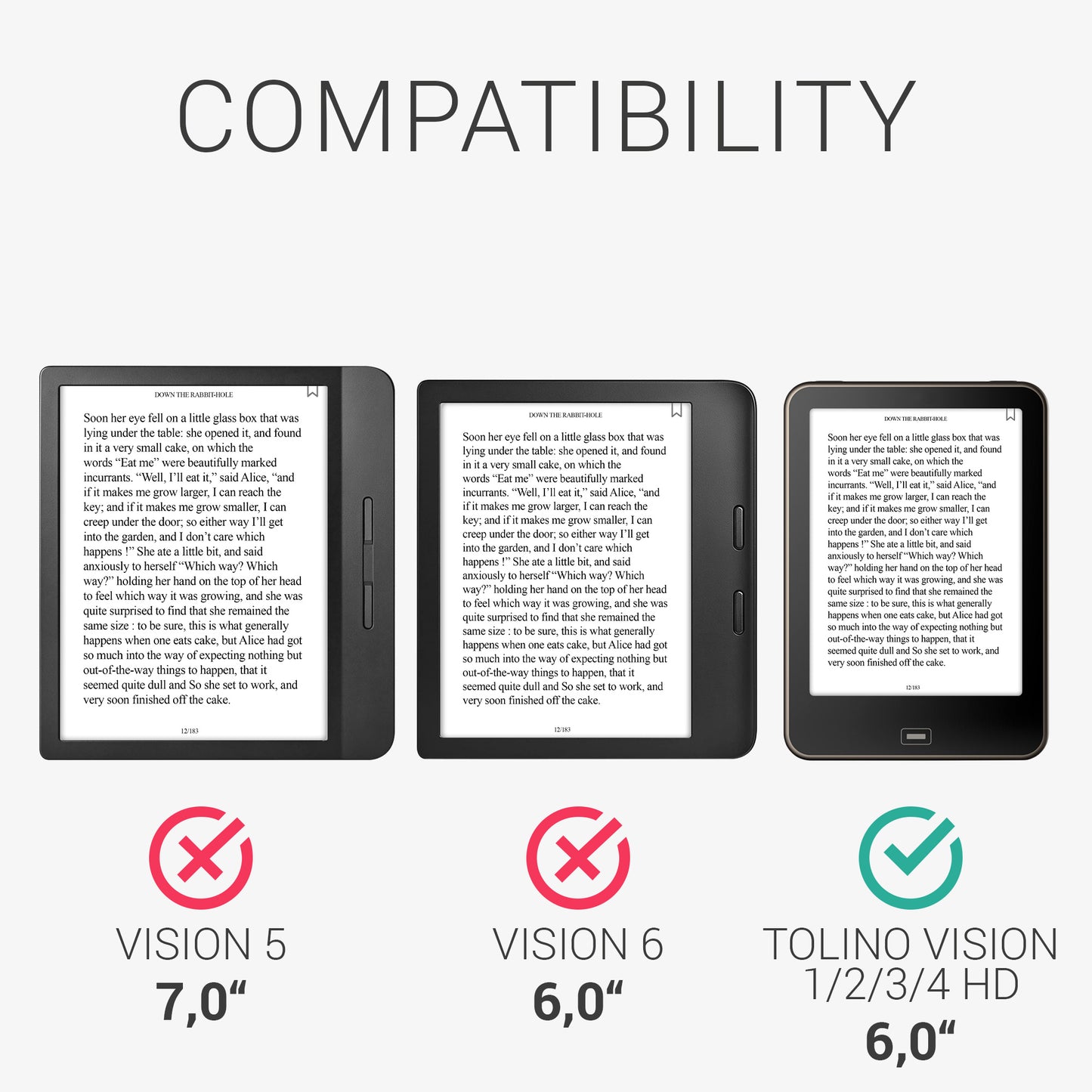 kwmobile Case for Tolino Vision 1 / 2 / 3 / 4 HD - eReader Flip Case with Auto Sleep Function