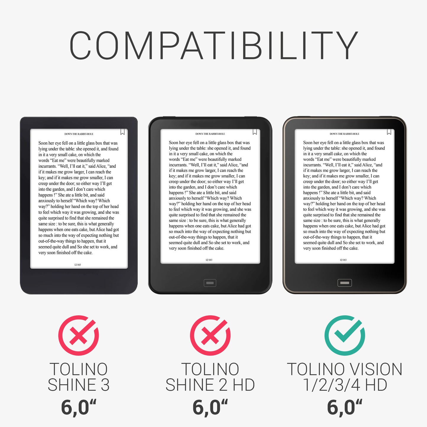 kwmobile Case for Tolino Vision 1 / 2 / 3 / 4 HD - eReader Flip Case with Auto Sleep Function