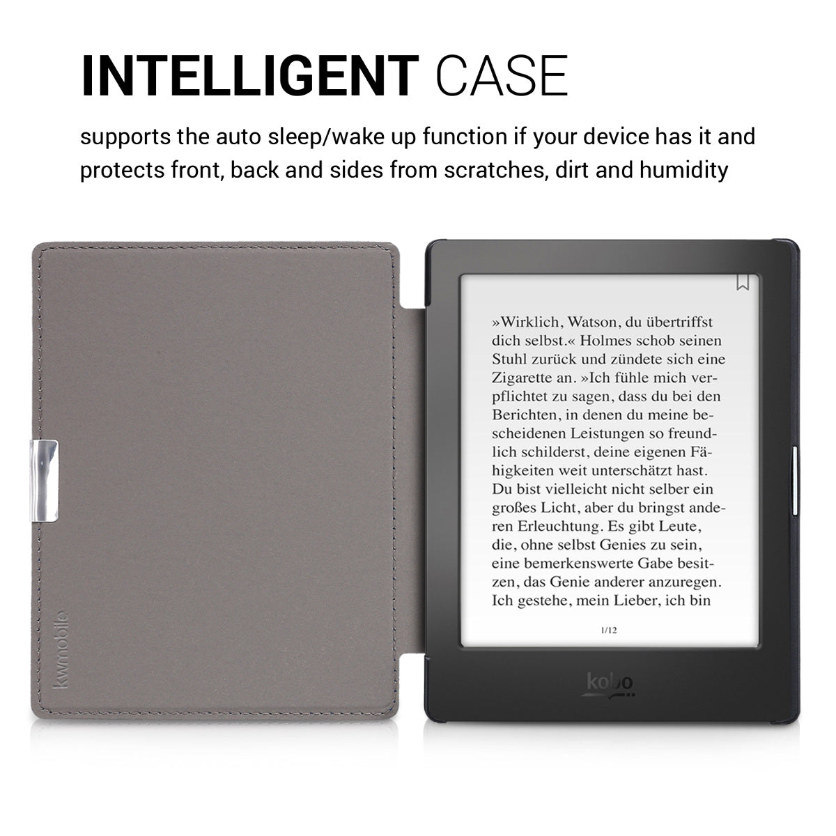 kwmobile Protective Case for Kobo Aura Edition 1 Cover - eReader Flip Case with Auto Sleep Function
