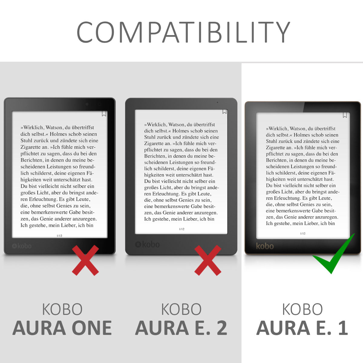 kwmobile Protective Case for Kobo Aura Edition 1 Cover - eReader Flip Case with Auto Sleep Function