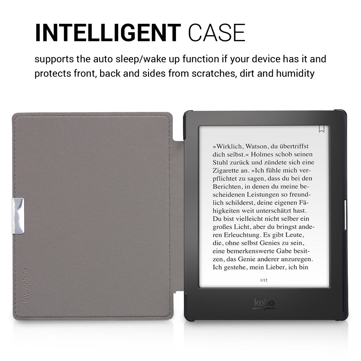 kwmobile Protective Case for Kobo Aura Edition 1 Cover - eReader Flip Case with Auto Sleep Function