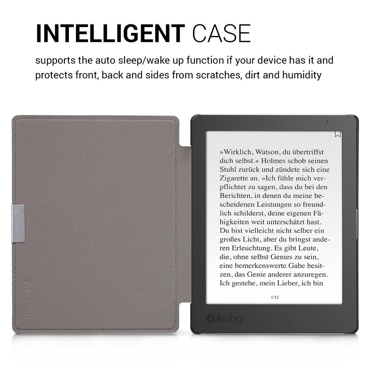 kwmobile Protective Case for Kobo Aura Edition 1 Cover - eReader Flip Case with Auto Sleep Function