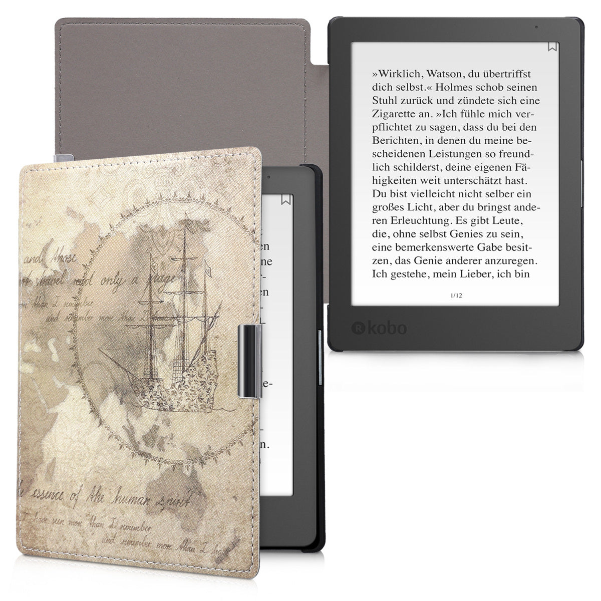 kwmobile Protective Case for Kobo Aura Edition 1 Cover - eReader Flip Case with Auto Sleep Function