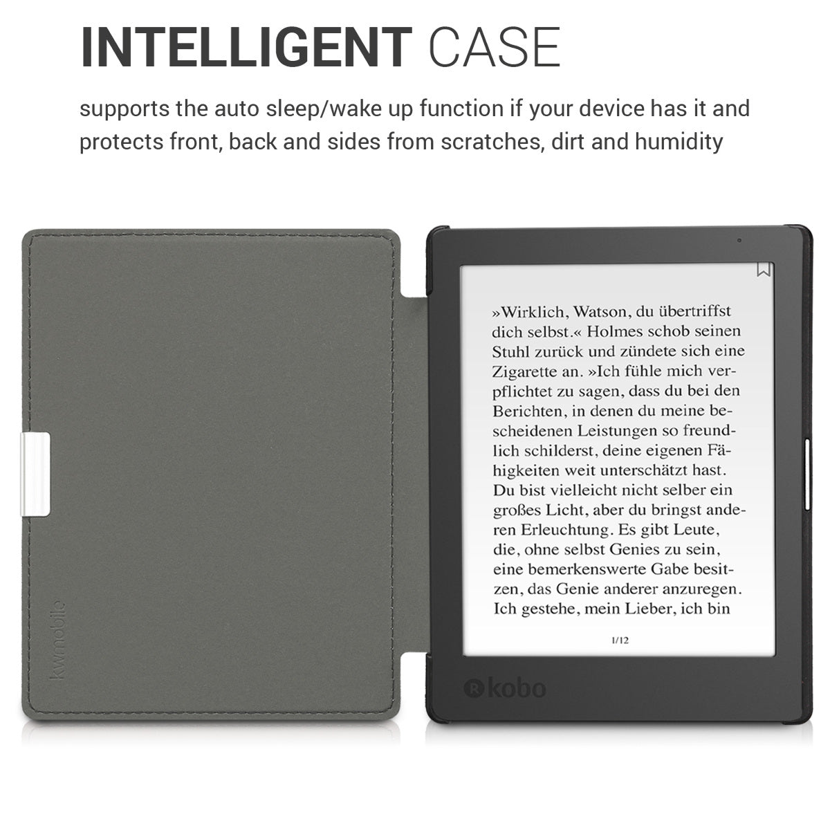 kwmobile Protective Case for Kobo Aura Edition 1 Cover - eReader Flip Case with Auto Sleep Function