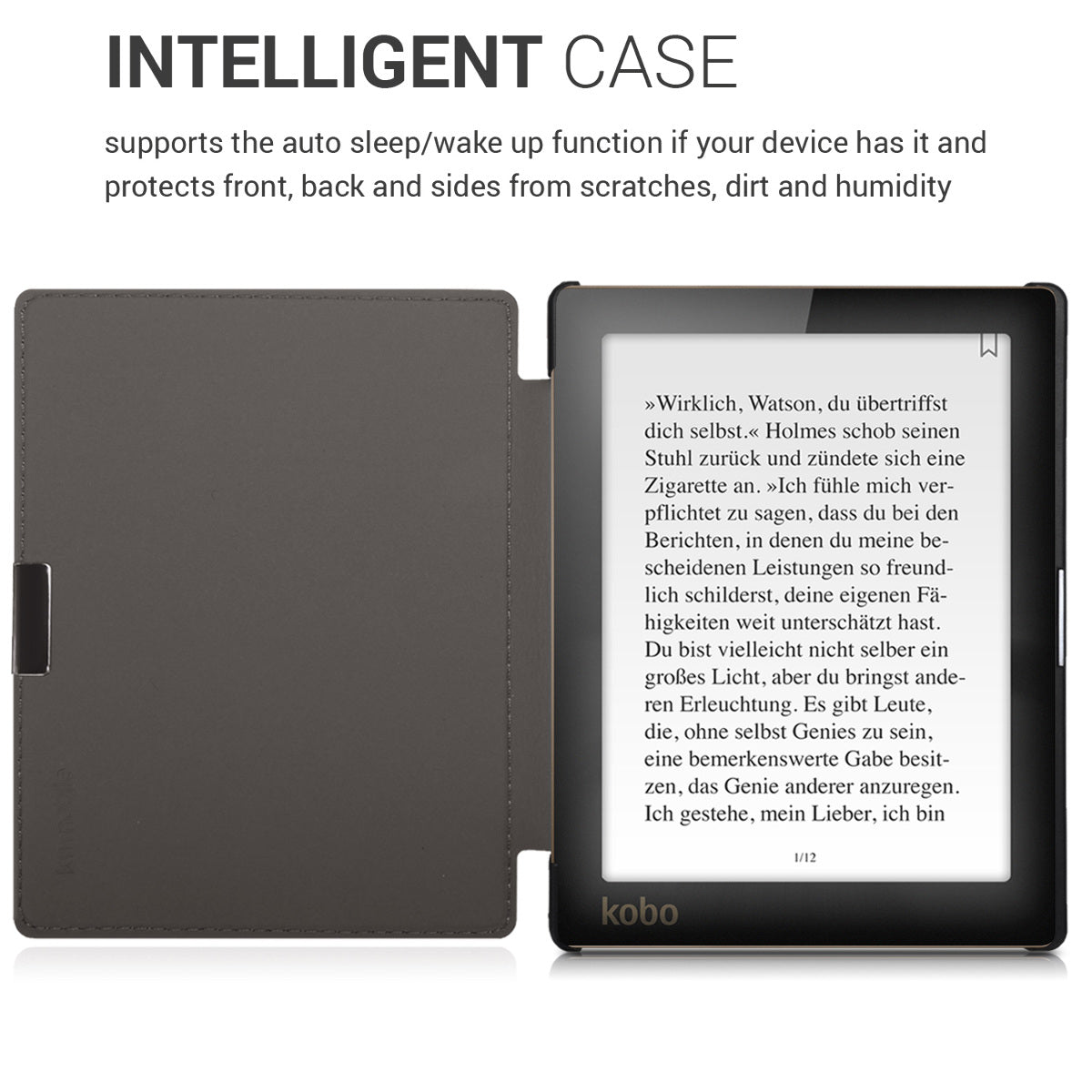 kwmobile Protective Case for Kobo Aura Edition 1 Cover - eReader Flip Case with Auto Sleep Function
