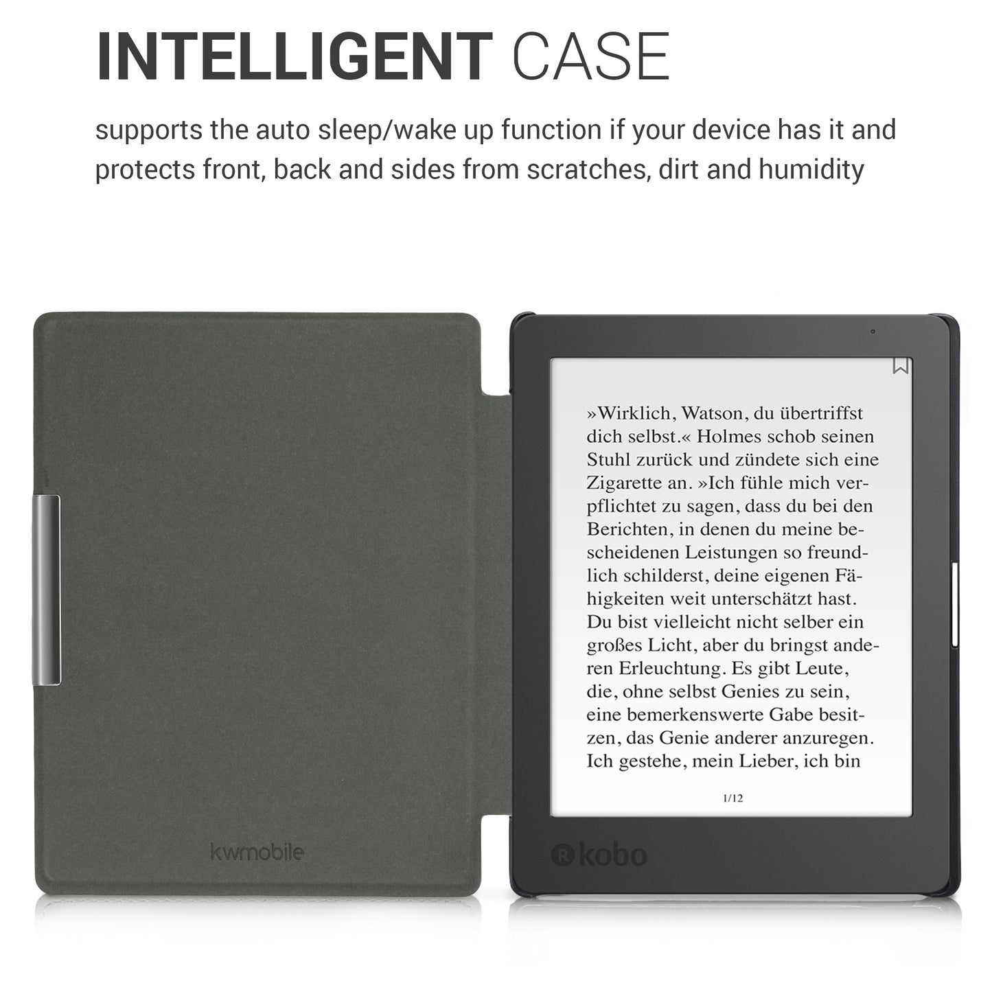 kwmobile Protective Case for Kobo Aura Edition 1 Cover - eReader Flip Case with Auto Sleep Function