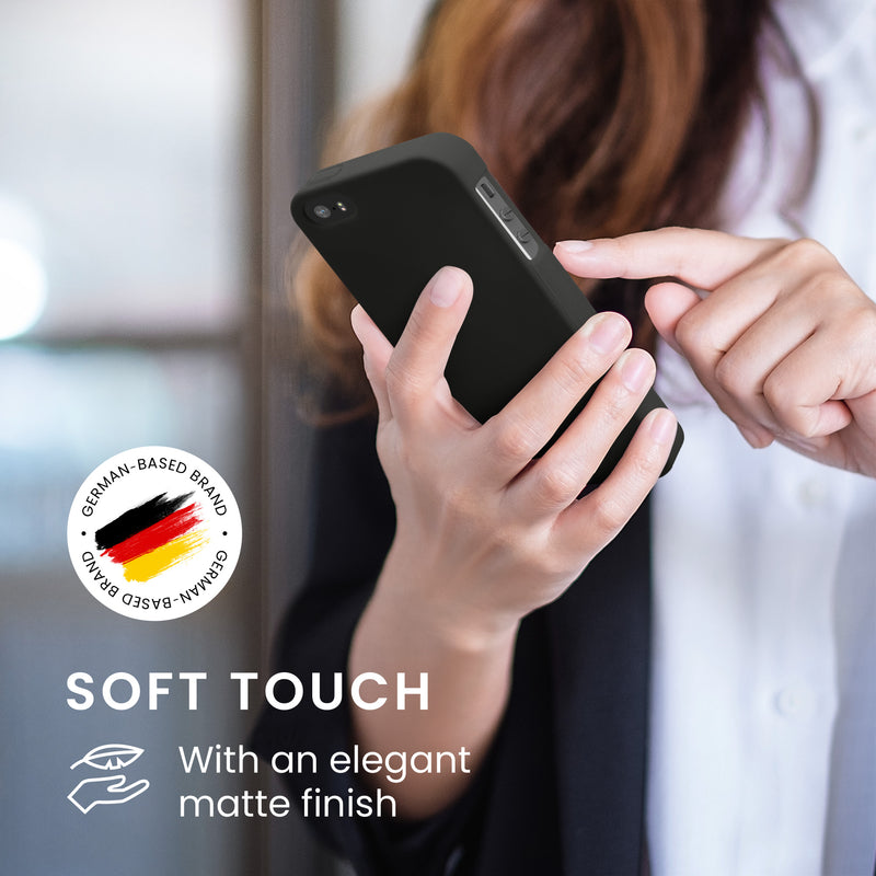 kwmobile Handyhülle für Apple iPhone SE (1.Gen 2016) / iPhone 5 / iPhone 5S Hülle - TPU Case - Kabelloses Laden - Schutzhülle Cover in Schwarz matt Schwarz matt  