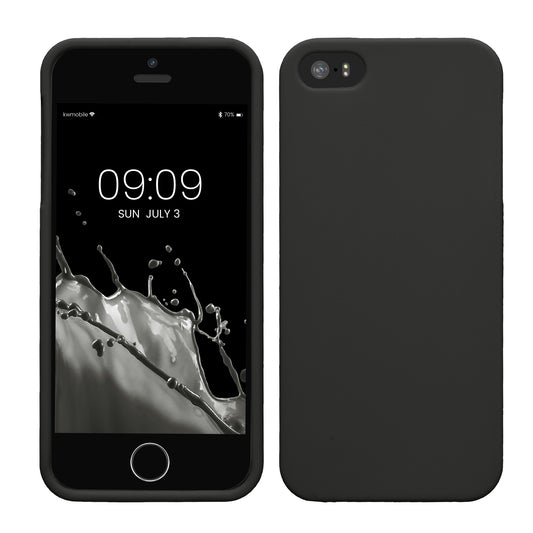 kwmobile Handyhülle für Apple iPhone SE (1.Gen 2016) / iPhone 5 / iPhone 5S Hülle - TPU Case - Kabelloses Laden - Schutzhülle Cover in Schwarz matt Schwarz matt  