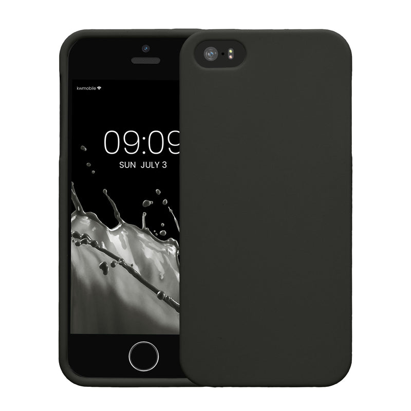 kwmobile Handyhülle für Apple iPhone SE (1.Gen 2016) / iPhone 5 / iPhone 5S Hülle - TPU Case - Kabelloses Laden - Schutzhülle Cover in Schwarz matt Schwarz matt  