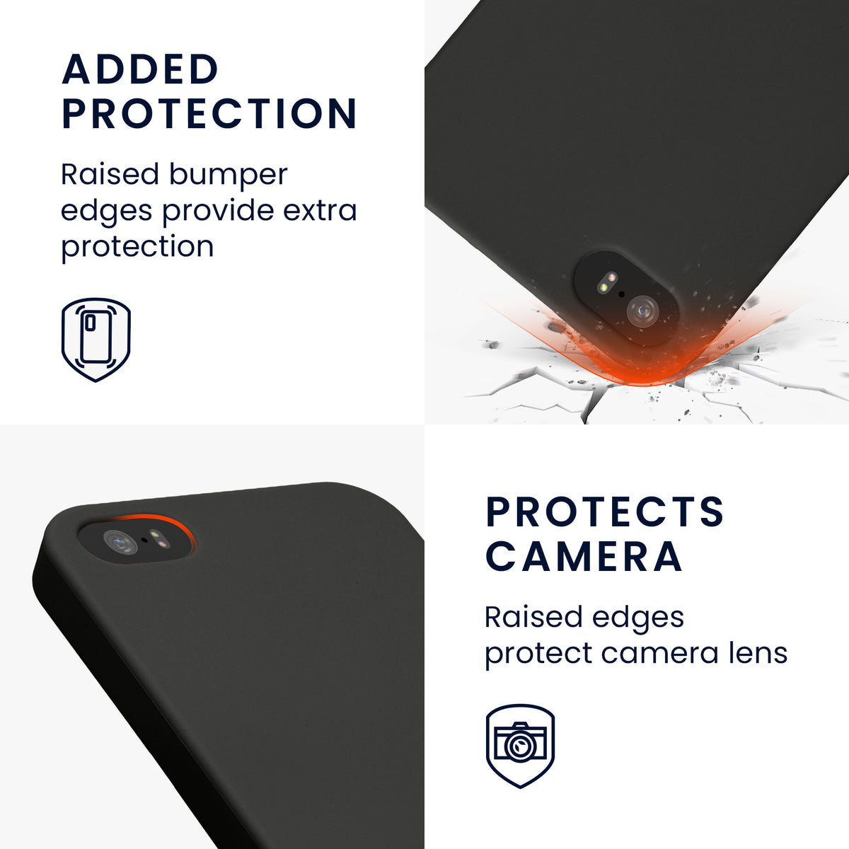 kwmobile Handyhülle für Apple iPhone SE (1.Gen 2016) / iPhone 5 / iPhone 5S Hülle - TPU Case - Kabelloses Laden - Schutzhülle Cover in Schwarz matt Schwarz matt  