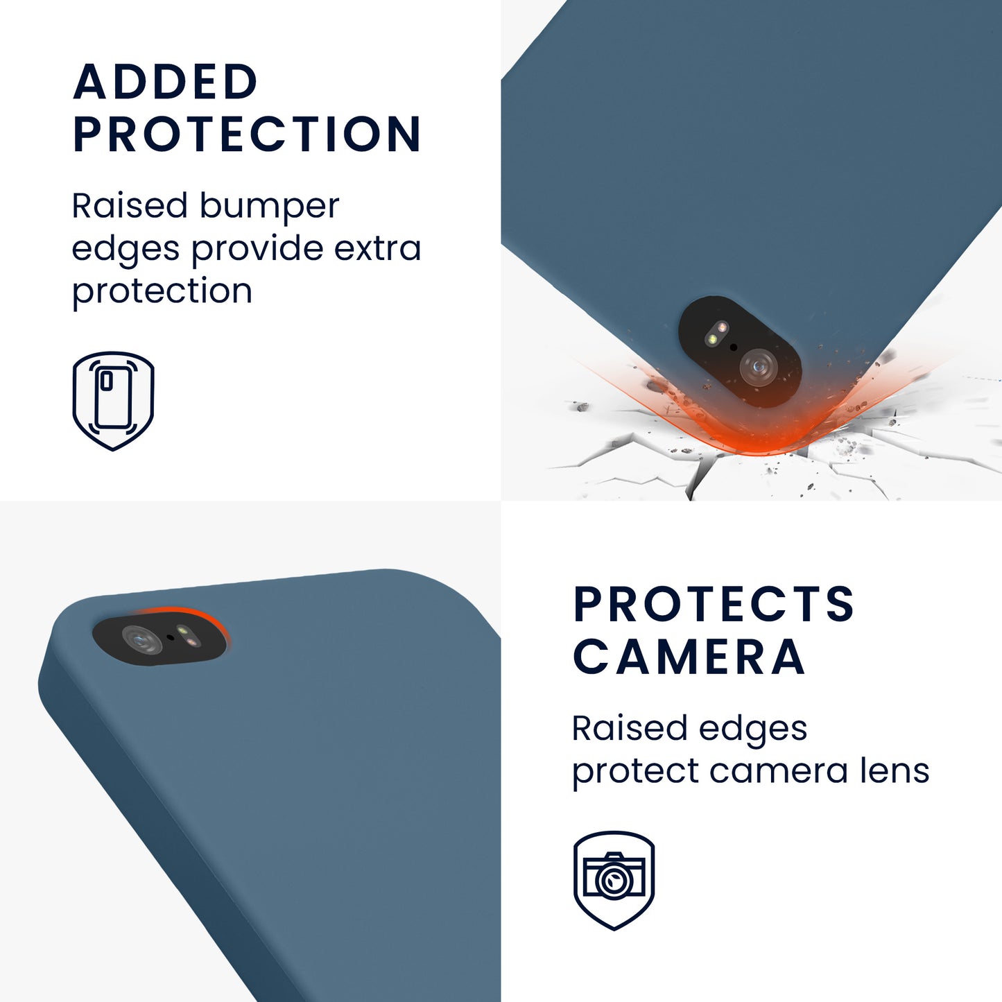 kwmobile Handyhülle für Apple iPhone SE (1.Gen 2016) / iPhone 5 / iPhone 5S Hülle - TPU Case - Kabelloses Laden - Schutzhülle Cover in Marineblau Marineblau  