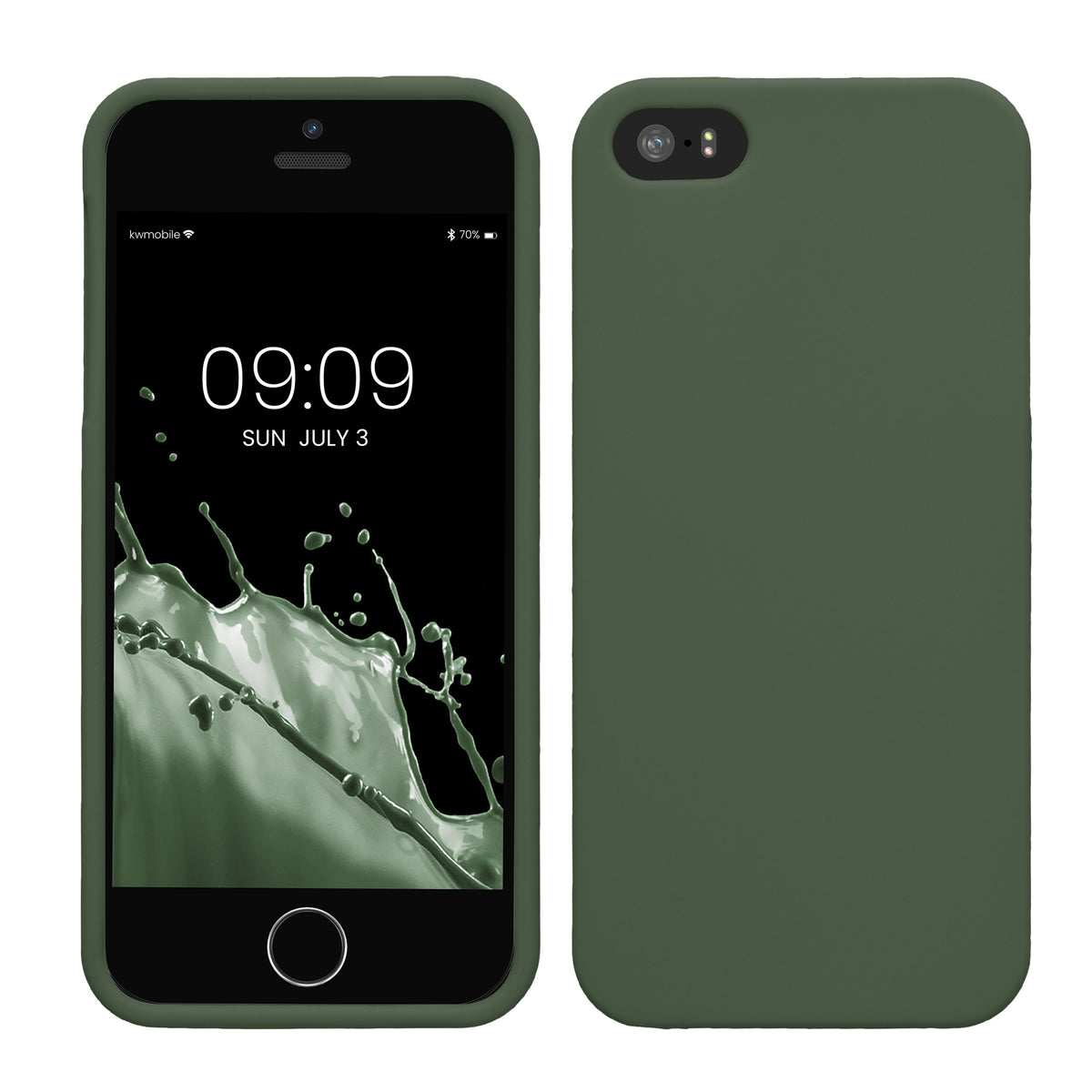 kwmobile Handyhülle für Apple iPhone SE (1.Gen 2016) / iPhone 5 / iPhone 5S Hülle - TPU Case - Kabelloses Laden - Schutzhülle Cover in Dunkelgrün matt Dunkelgrün matt  