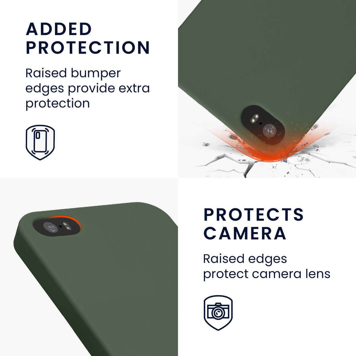 kwmobile Handyhülle für Apple iPhone SE (1.Gen 2016) / iPhone 5 / iPhone 5S Hülle - TPU Case - Kabelloses Laden - Schutzhülle Cover in Dunkelgrün matt Dunkelgrün matt  
