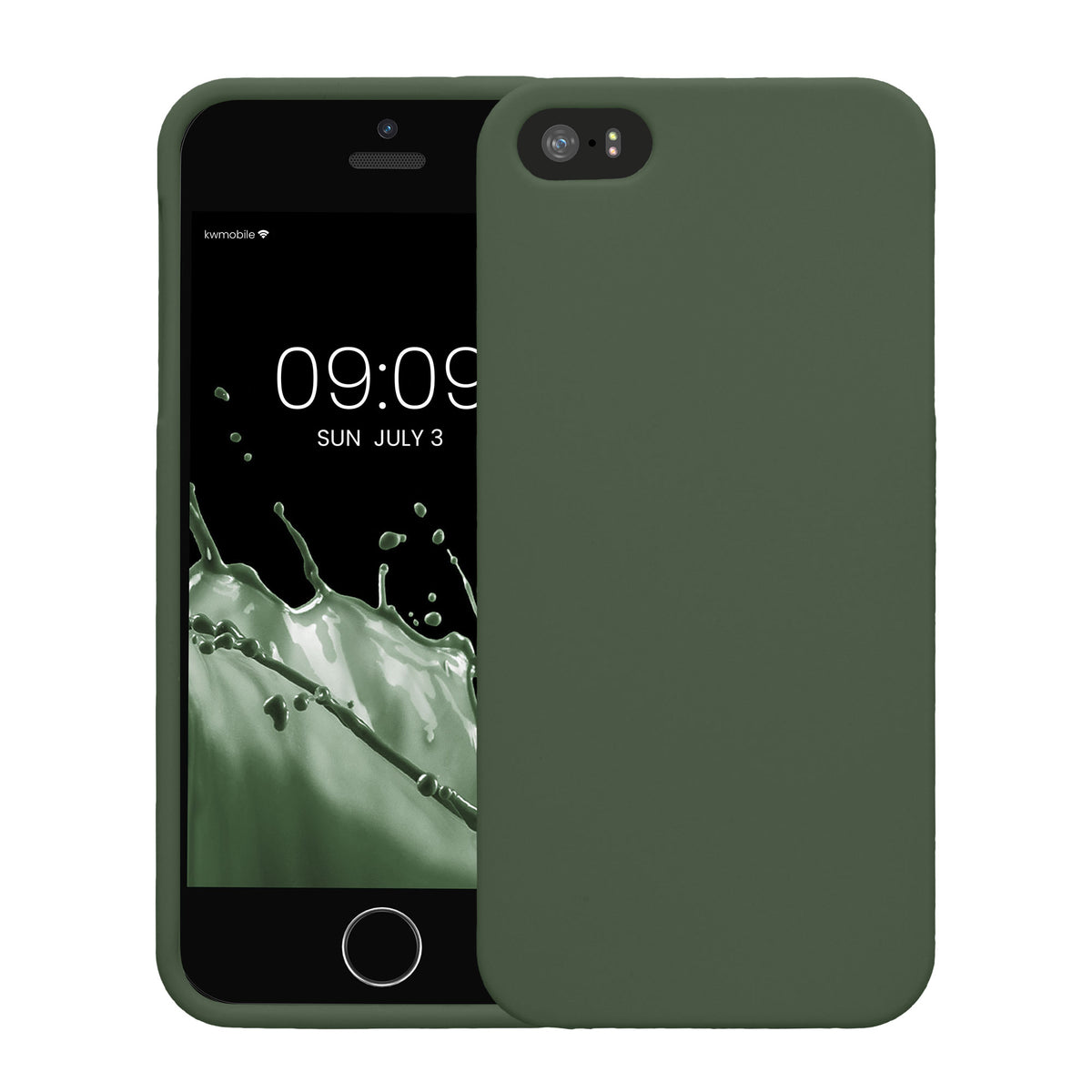 kwmobile Handyhülle für Apple iPhone SE (1.Gen 2016) / iPhone 5 / iPhone 5S Hülle - TPU Case - Kabelloses Laden - Schutzhülle Cover in Dunkelgrün matt Dunkelgrün matt  
