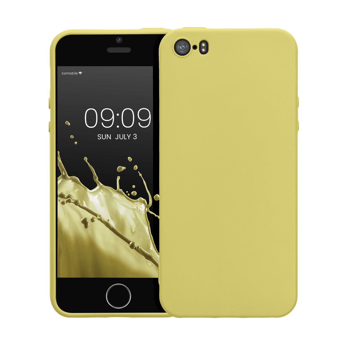 kwmobile Handyhülle für Apple iPhone SE (1.Gen 2016) / iPhone 5 / iPhone 5S Hülle - TPU Case - Kabelloses Laden - Schutzhülle Cover in Pastellgelb matt Pastellgelb matt  