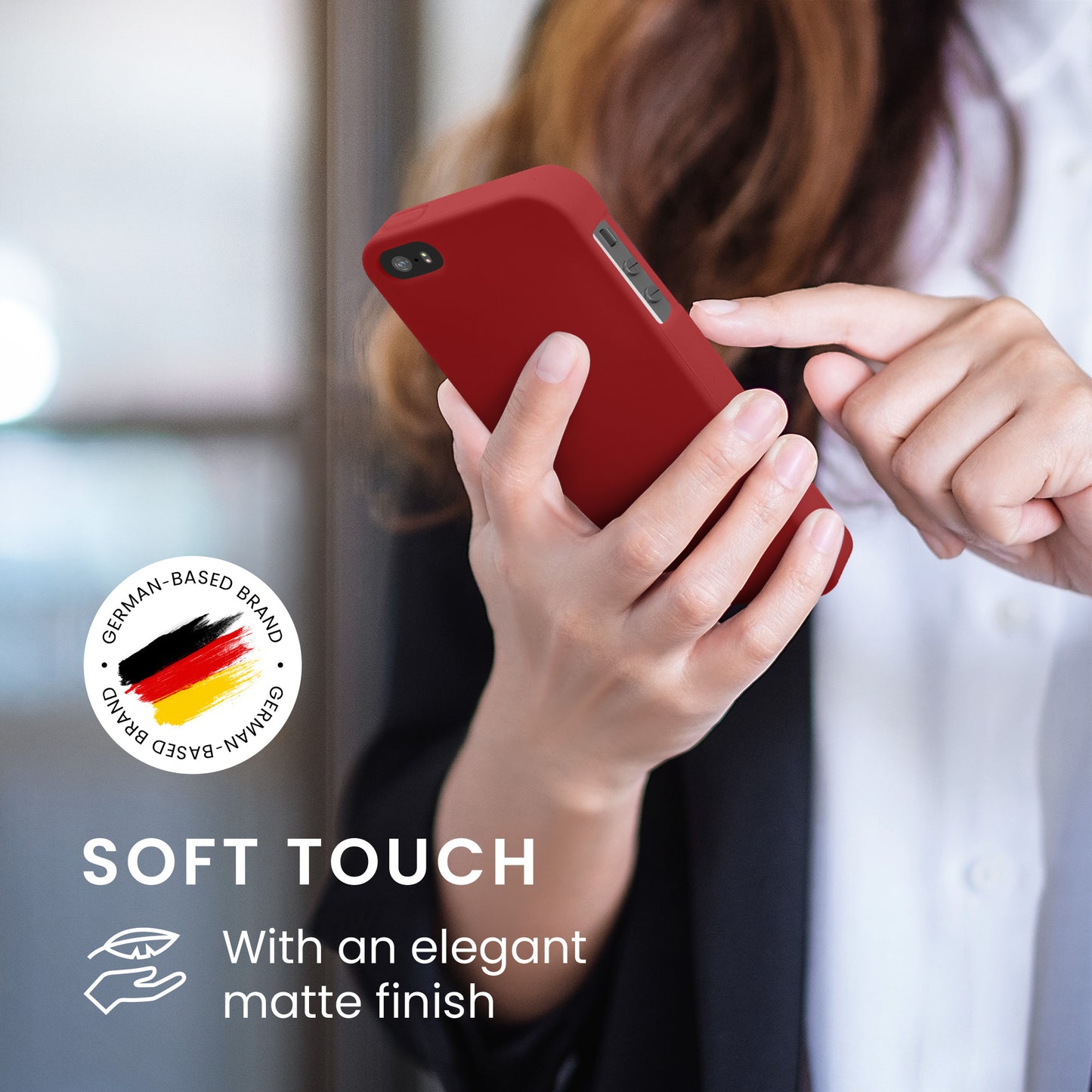 kwmobile Handyhülle für Apple iPhone SE (1.Gen 2016) / iPhone 5 / iPhone 5S Hülle - TPU Case - Kabelloses Laden - Schutzhülle Cover in Dunkelrot Dunkelrot  