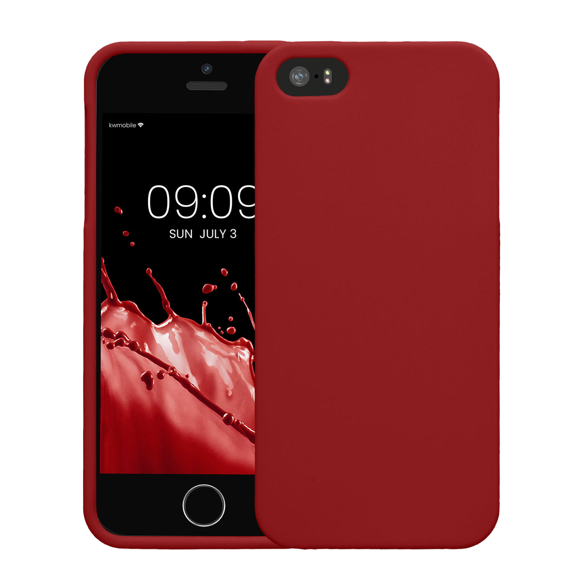 kwmobile Handyhülle für Apple iPhone SE (1.Gen 2016) / iPhone 5 / iPhone 5S Hülle - TPU Case - Kabelloses Laden - Schutzhülle Cover in Dunkelrot Dunkelrot  