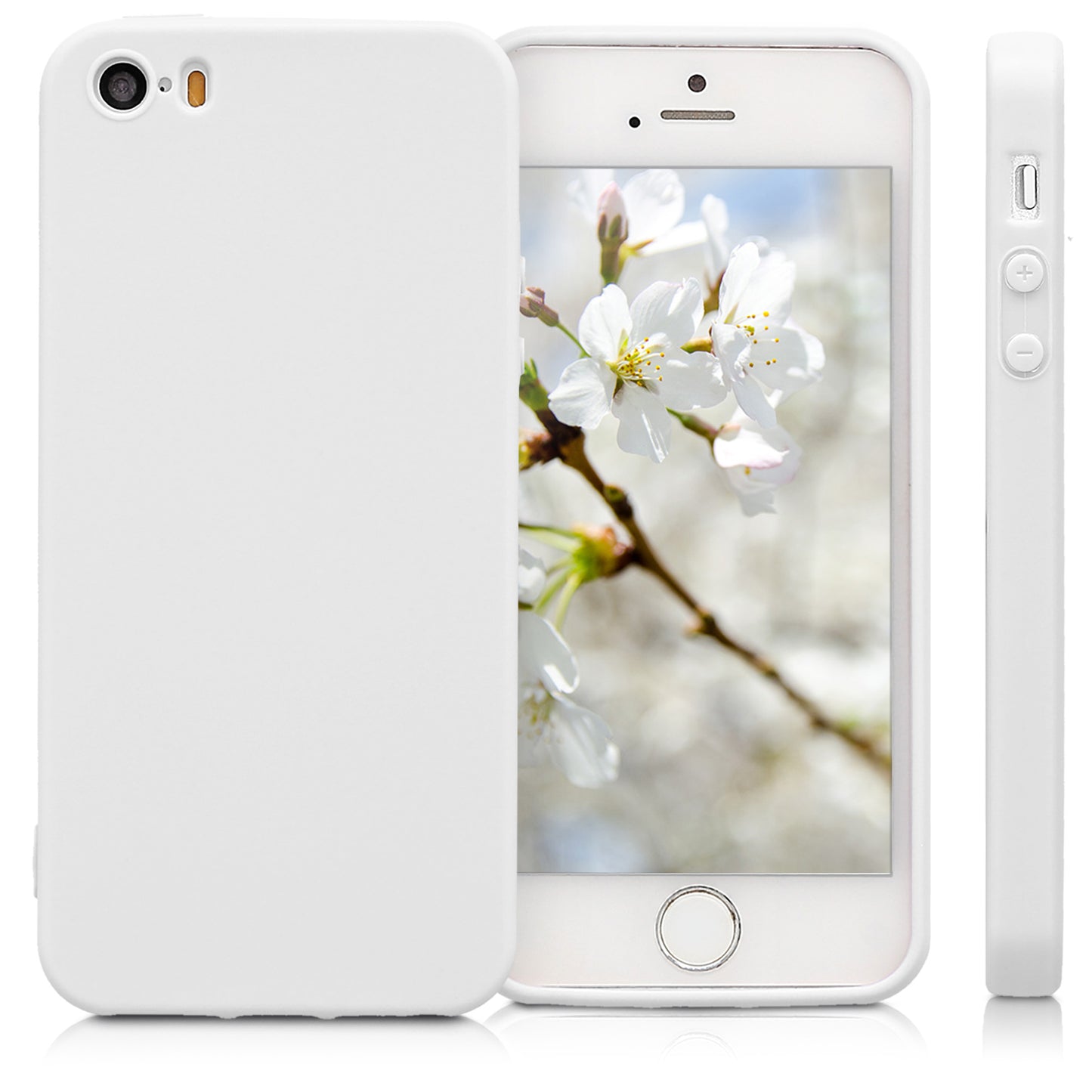 kwmobile Handyhülle für Apple iPhone SE (1.Gen 2016) / iPhone 5 / iPhone 5S Hülle - TPU Case - Kabelloses Laden - Schutzhülle Cover in Hellgrau matt Hellgrau matt  