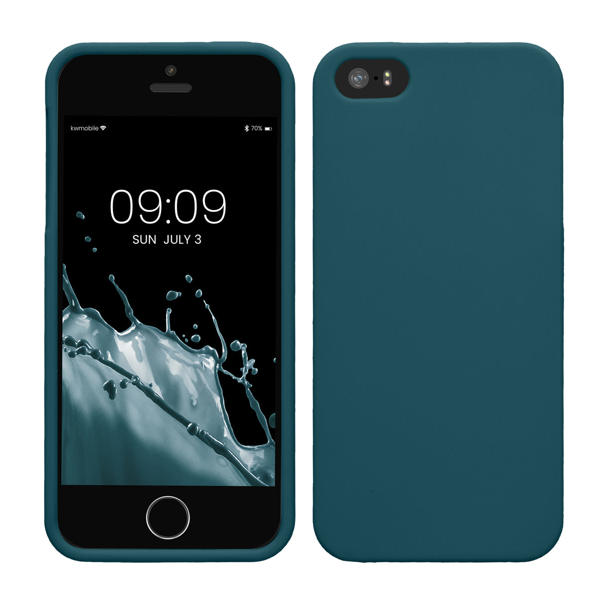 kwmobile Handyhülle für Apple iPhone SE (1.Gen 2016) / iPhone 5 / iPhone 5S Hülle - TPU Case - Kabelloses Laden - Schutzhülle Cover in Petrol matt Petrol matt  